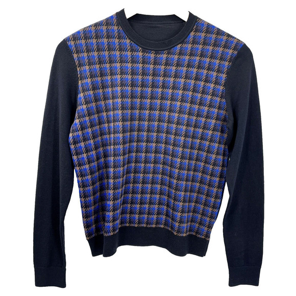 Akris Punto Women's Houndstooth 100% Wool Lightweight Crewneck Sweater Size 4/6 - Picture 1 of 7